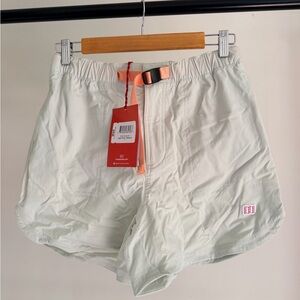 NWT Topo Designs Light Mint River Shorts with Peach Belt